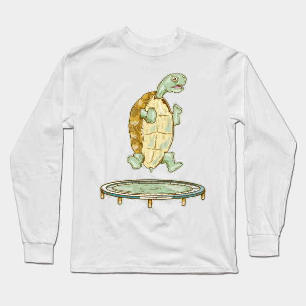 Tortoise on the trampoline Long Sleeve T-Shirt by mailboxdisco
